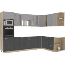 Готовая кухня Интерлиния Мила 1.88x3.0 правая без столешницы (серебристый/антрацит)