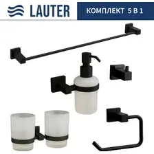Набор аксессуаров для ванной Lauter 21SH6082 + 21SH6172 + 21SH6092 + 21SH6072 + 21SH6012 (Matt Black, 5 предметов)