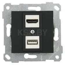 Розетка HDMI  USB Type A, черный мат Rita Mutlusan (2200-459-0184)