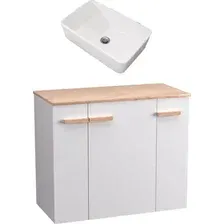 Тумба с умывальником Lauter Adri 79 +  21674A (белый глянец)