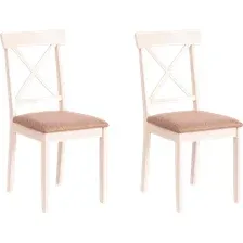 Стул TetChair Golfi 2 (2шт, дерево гевея/Ivory White/коричневый/золотой)