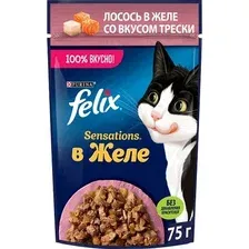 Пресервы Felix Sensations в желе с лососем и вкусом трески 75 г