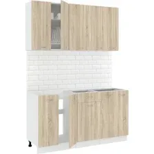 Готовая кухня Кортекс-мебель Корнелия Лира-лайт км.02516 1.5 м без столешницы (дуб сонома/дуб сонома)