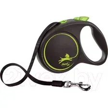 Поводок-рулетка Flexi Black Design S ремень 5 м (зеленый)