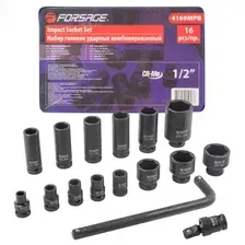 F4169MPB Набор головок ударных, 16пр. 1/2' 6гр. FORSAGE