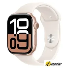 Умные часы Apple Watch Series 10 46 мм (алюминиевый корпус, розовое золото/звездный свет, спортивный