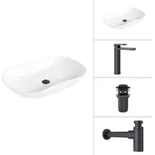 Умывальник Lauter 21570 + Cascade 21СК0655BS + сифон 21635B + дон.клапан 21190B (черный матовый)
