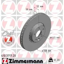 Тормозной диск ZIMMERMANN 610.3717.20 вентилируемый , передняя ось