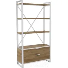 Стеллаж Hype Mebel Стандарт Люкс 80x170 (белый/дуб галифакс олово)