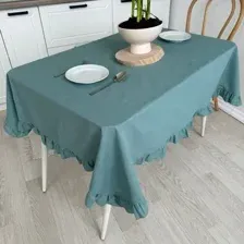Скатерть ОМурМебель 200x150см прямоугольная с рюшами (синий)