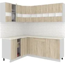 Готовая кухня Кортекс-мебель Корнелия Экстра 1.5x2.1м (дуб сонома/королевский опал)