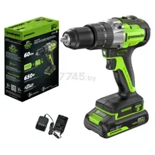 Дрель-шуруповерт аккумуляторная ударная GREENWORKS GD24DD60 (3704107CUA)