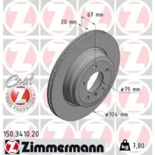 Тормозной диск ZIMMERMANN 150.3410.20 вентилируемый , задняя ось