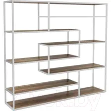 Стеллаж Hype Mebel Зиг-Заг 170x150 (белый/дуб галифакс олово)