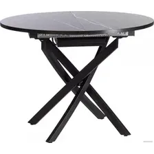 Кухонный стол TetChair Manzana 100x100+30x75 (мрамор черный/черный)