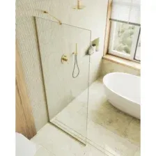 Душевая стенка MaybahGlass 69x195 / MGD-701-3у (прозрачное стекло/золотой)