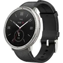Умные часы Amazfit Active 2 Premium (серебристый, с черным кожаным ремешком)