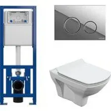 Унитаз подвесной Cersanit Carina New Clean On с инстал. Link Pro (с кнопкой Twins 63523 хром глянцев