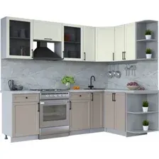 Готовая кухня Интерлиния Тренд 1.5x2.5 правая (луна/белый/серый каспий)