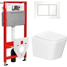 Унитаз подвесной Lauter Square 214903 + TECE Kit 9400413 с кнопкой (белый)