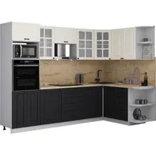 Готовая кухня Интерлиния Мила Деко 1.68x2.8 PR (черный/белый/дуб бунратти)