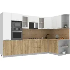Готовая кухня Интерлиния Мила 1.68x3.2 правая (белый платинум/дуб золотой/дуб бунратти)