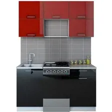 Готовая кухня Интерлиния Мила Gloss 50-15 (бордовый/черный)