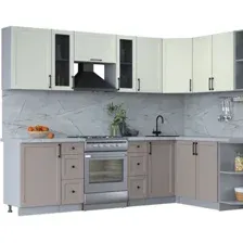 Готовая кухня Интерлиния Тренд 1.7x2.7 правая (луна/белый/серый каспий)