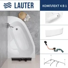 Ванна акриловая Lauter Valencia 150x100 / 2102150L (с каркасом, лицевым экраном и сифоном 21Y11021 матовый черный)