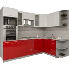 Готовая кухня Интерлиния Мила Gloss 1.68x2.6 правая (белый-красный)