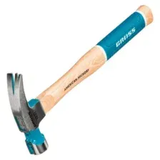 10417 Молоток-гвоздодер,280 г, угол 75, магнит, обрезиненная рукоятка AMERICAN HICKORY // GROSS