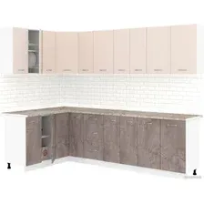 Готовая кухня Кортекс-мебель Корнелия Лира 1.5x2.7 (капучино/оникс/марсель)