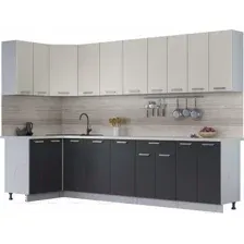 Готовая кухня Интерлиния Мила Лайт 1.2x3.0 (персидский жемчуг/антрацит/травертин серый)