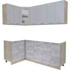 Готовая кухня Интерлиния Мила 12x20 без столешницы (серебристый/бетон)