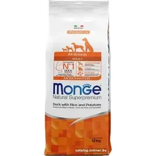 Сухой корм для собак Monge All Breeds Adult Monoprotein Duck, Rice and Potatoes для взрослых с уткой, рисом и картофелем 12 кг