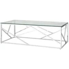Журнальный столик Stool Group Арт Деко 120x60 ECT-015 (прозрачное стекло/сталь серебристый)