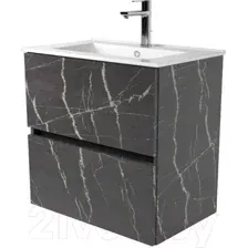 Тумба под умывальник Дабер 011 WeltWasser Deilbach 7517-60 / Т11.6W.0.12Ч_light (с подсветкой, мрамор черный/черный)