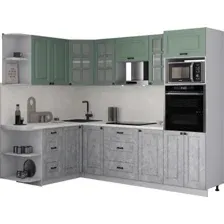 Готовая кухня Интерлиния Мила Деко 1.68x2.6 LV (керамика/мята/опал светлый)