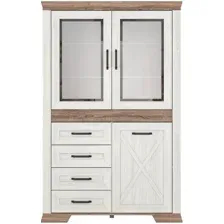 Шкаф-витрина Black Red White Marselle REG2W1D4S (ясень снежный/дуб сонома темный)