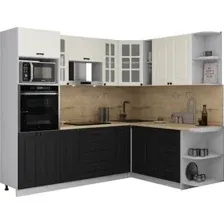 Готовая кухня Интерлиния Мила Деко 1.88x2.4 PR (черный/белый/дуб бунратти)