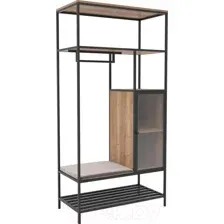Стеллаж Hype Mebel Босс 120x200 (черный/дуб галифакс натуральный/велюр серый)