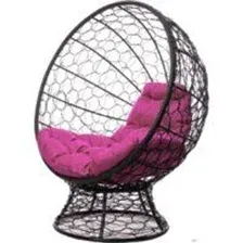 Кресло M-Group Кокос на подставке 11590408 (черный ротанг/розовая подушка)