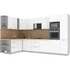 Готовая кухня Интерлиния Мила Лайт 1.88x3.4 левая (белый платинум/дуб бунратти)