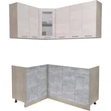 Готовая кухня Интерлиния Мила 12x16 без столешницы (вудлайн кремовый/бетон)
