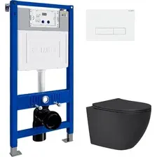 Унитаз подвесной с инсталляцией Lauter Augsburg 21109EC  21901001  219702HD (черный матовый с кнопкой смыва белый)