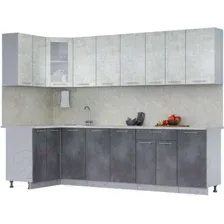 Готовая кухня Интерлиния Мила 12x28 (бетон лайт/бетон портленд/опал светлый)