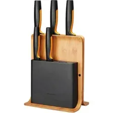 Набор ножей Fiskars бамбуковый блок, 1057552, 5 шт