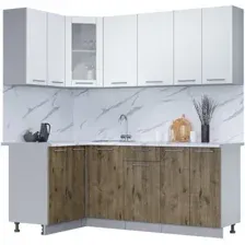 Готовая кухня Интерлиния Мила 12x20 (белый платинум-дуб веллингтон-белый гранит)