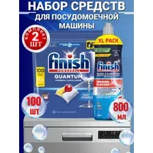 Капсулы для посудомоечной машины Finish Quantum 100 штук + ополаскиватель 800 мл