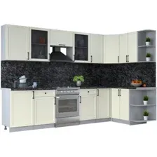 Готовая кухня Интерлиния Тренд 1.5x3.1 правая (белый/белый/кастилло темный)